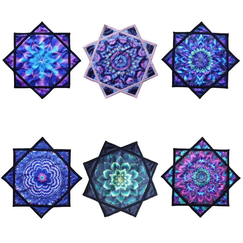 BVCY Flow Star(UV Reactive) Spinning Cloth Beginners Juggling and Skill Toy Easy to Rotate Double Sided Printing Dapo Star Blue&Purple (R05-style2) - Image 5